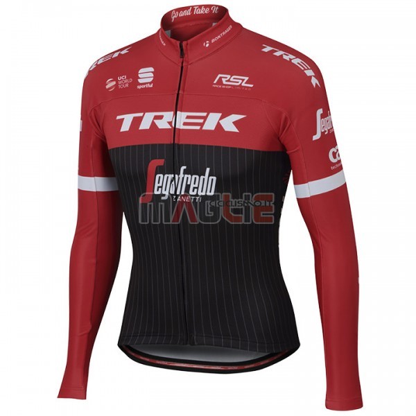 Maglia Trek Segafredo Manica Lunga 2017 Nero e Rosso